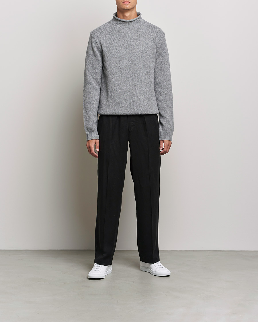 Hombres | Jerséis y prendas de punto | Filippa K | Milo Wool Cashmere Sweater Mid Grey Melange