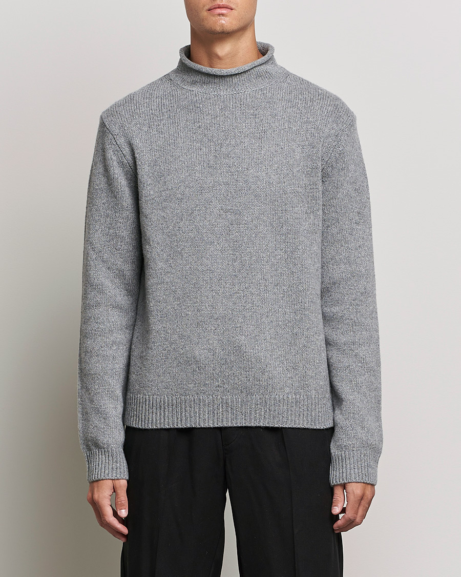 Hombres | Jerséis y prendas de punto | Filippa K | Milo Wool Cashmere Sweater Mid Grey Melange