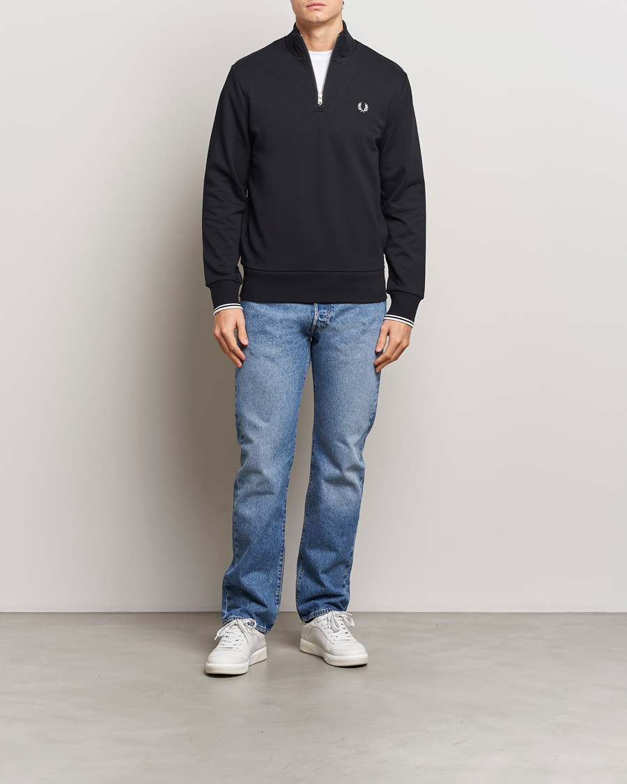 Hombres | Jerséis y prendas de punto | Fred Perry | Half Zip Sweatshirt Black