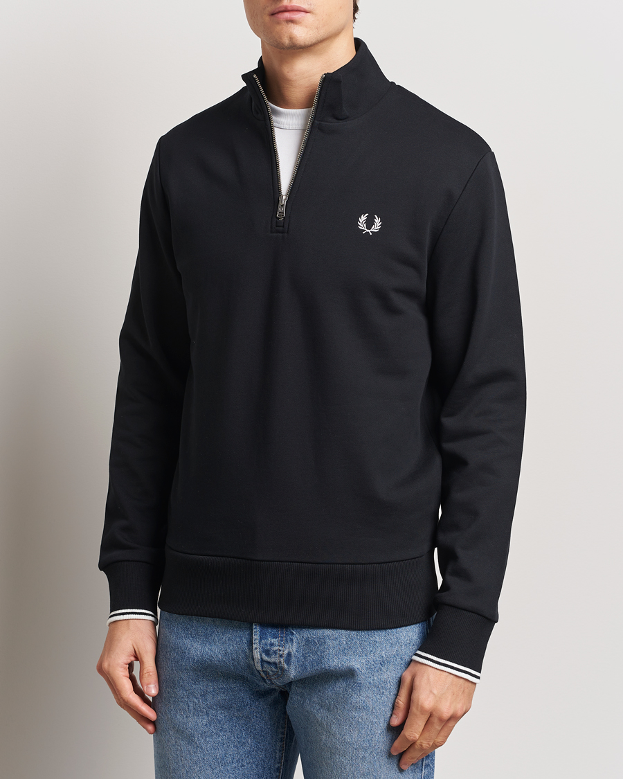Hombres | Jerséis y prendas de punto | Fred Perry | Half Zip Sweatshirt Black