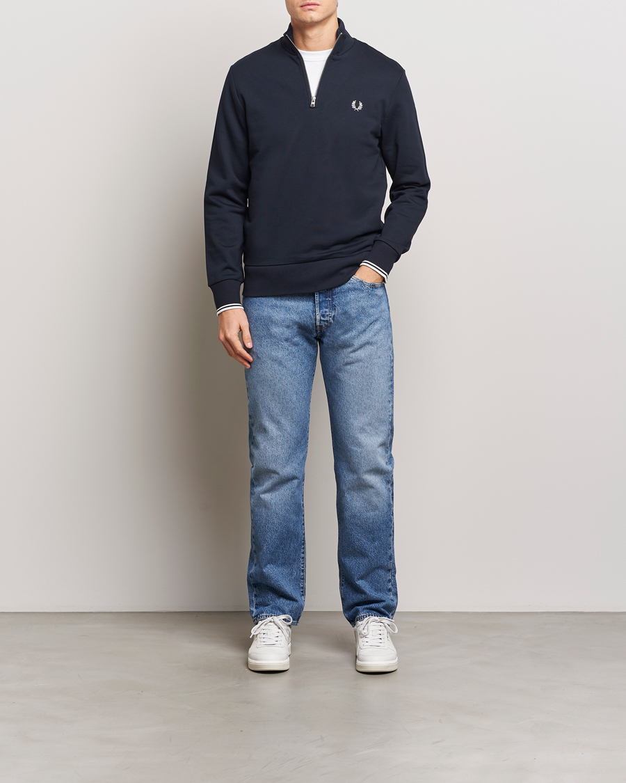 Hombres | Jerséis y prendas de punto | Fred Perry | Half Zip Sweatshirt Navy