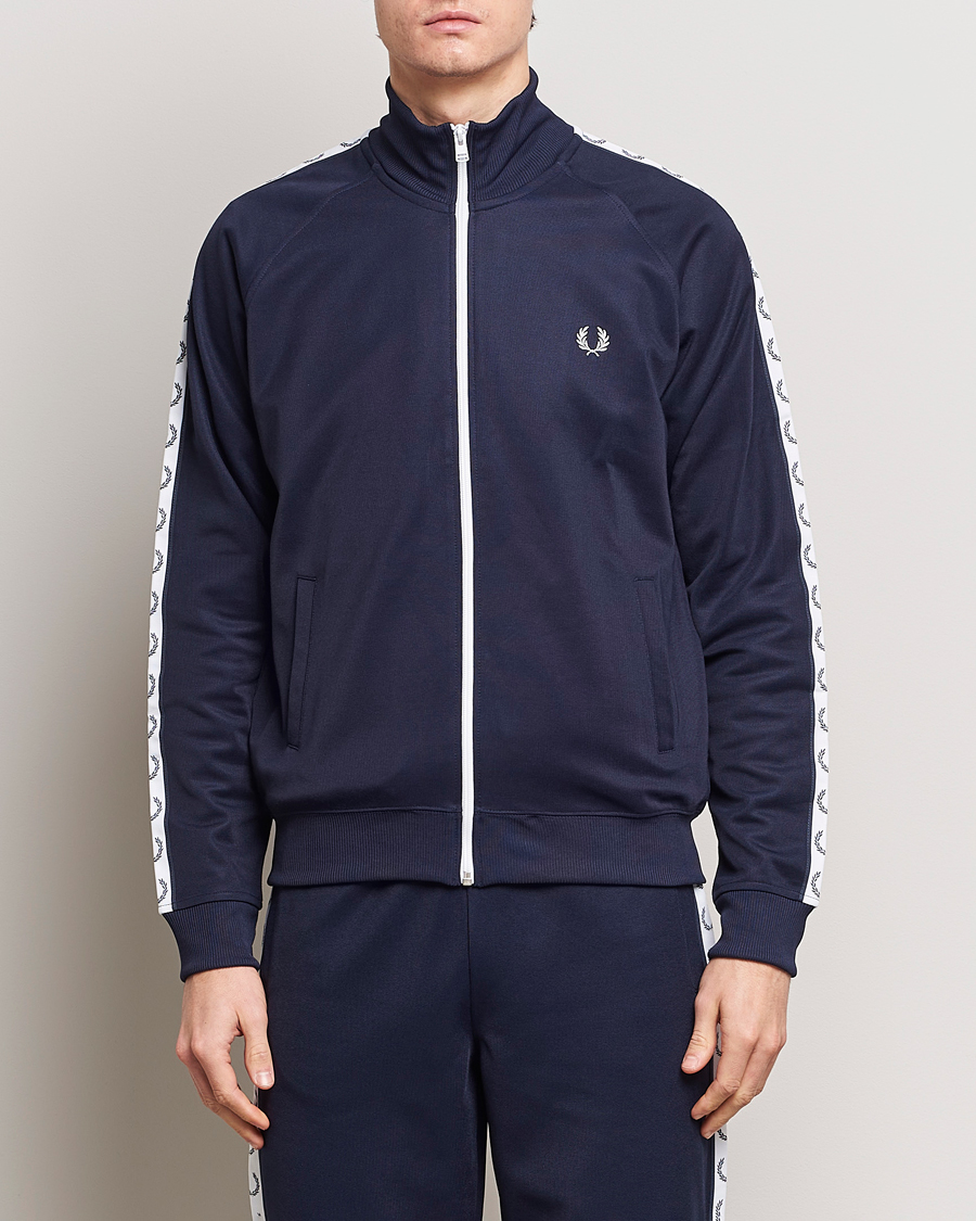 Hombres | Cremallera completa | Fred Perry | Taped Track Jacket Carbon blue