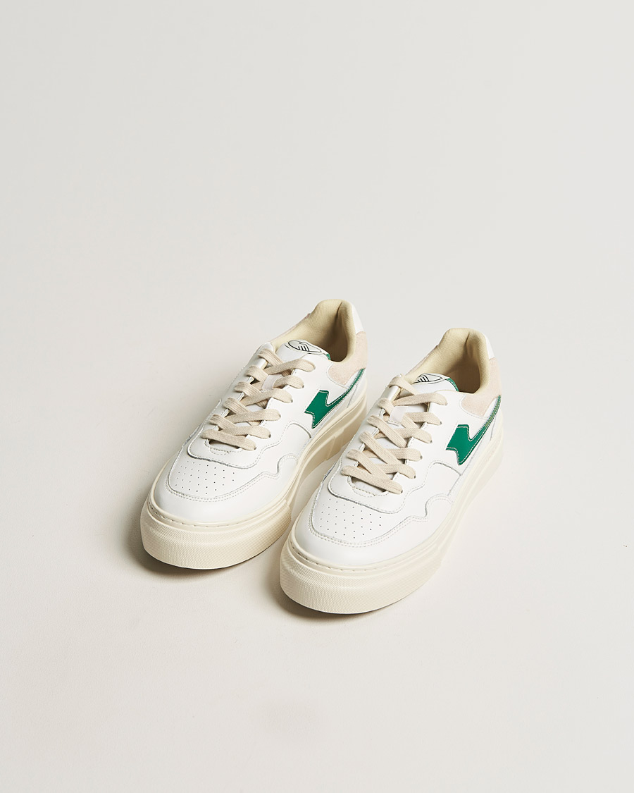 Hombres | Stepney Workers Club Pearl S-Strike Leather Sneaker White Green | Stepney Workers Club | Pearl S-Strike Leather Sneaker White Green