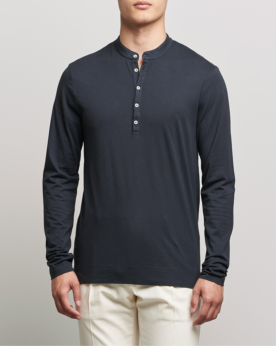 Hombres | Jerséis y prendas de punto | Massimo Alba | Hawai Cotton/Cashmere Henley Washed Black