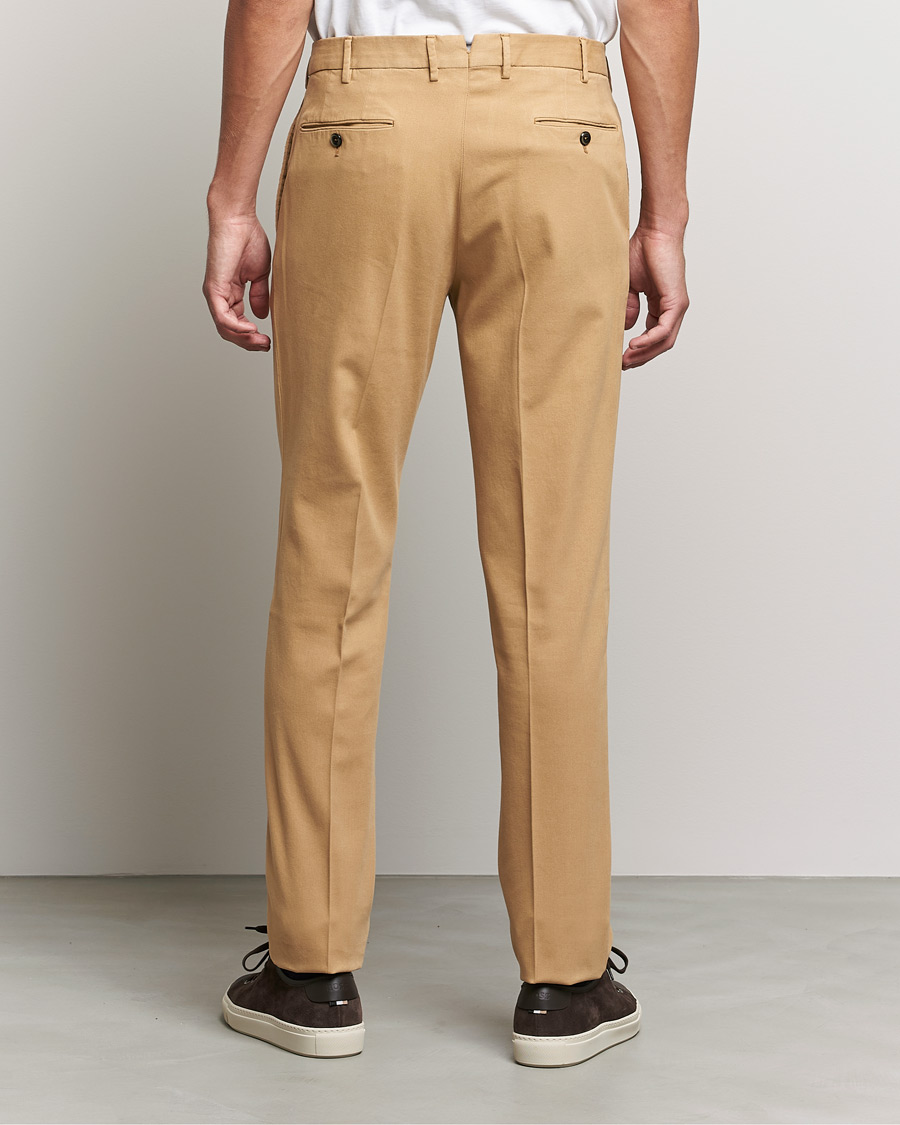 Hombres | Pantalones | PT01 | Slim Fit Pleated Cotton Stretch Chinos Khaki