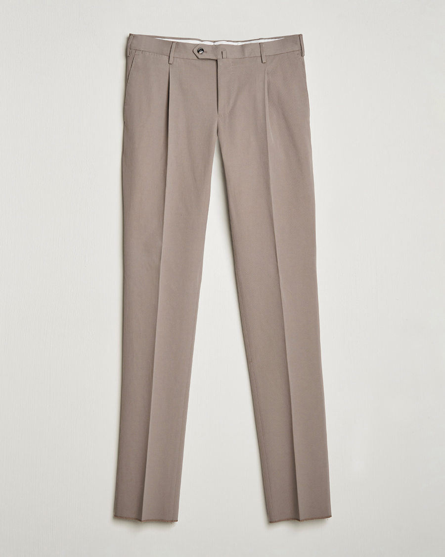 Hombres | Pantalones | PT01 | Slim Fit Pleated Cotton/Cashmere Chinos Beige