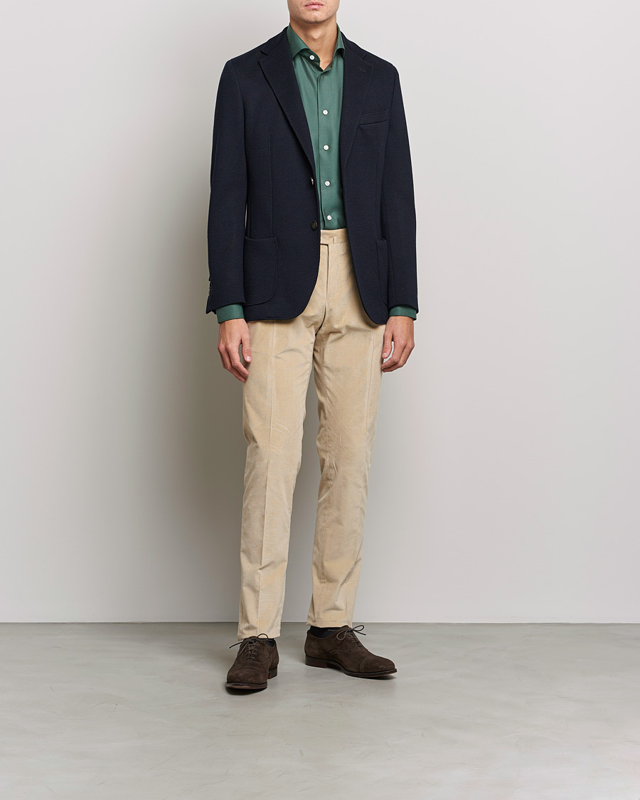 Hombres | Pantalones | PT01 | Slim Fit Pleated Corduroy Trousers Light Beige