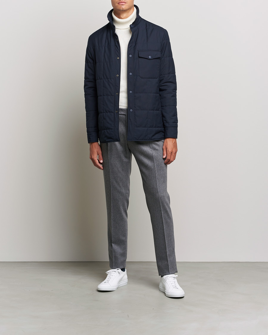 Hombres | Pantalones | PT01 | Slim Fit Pleated Flannel Trousers Light Grey