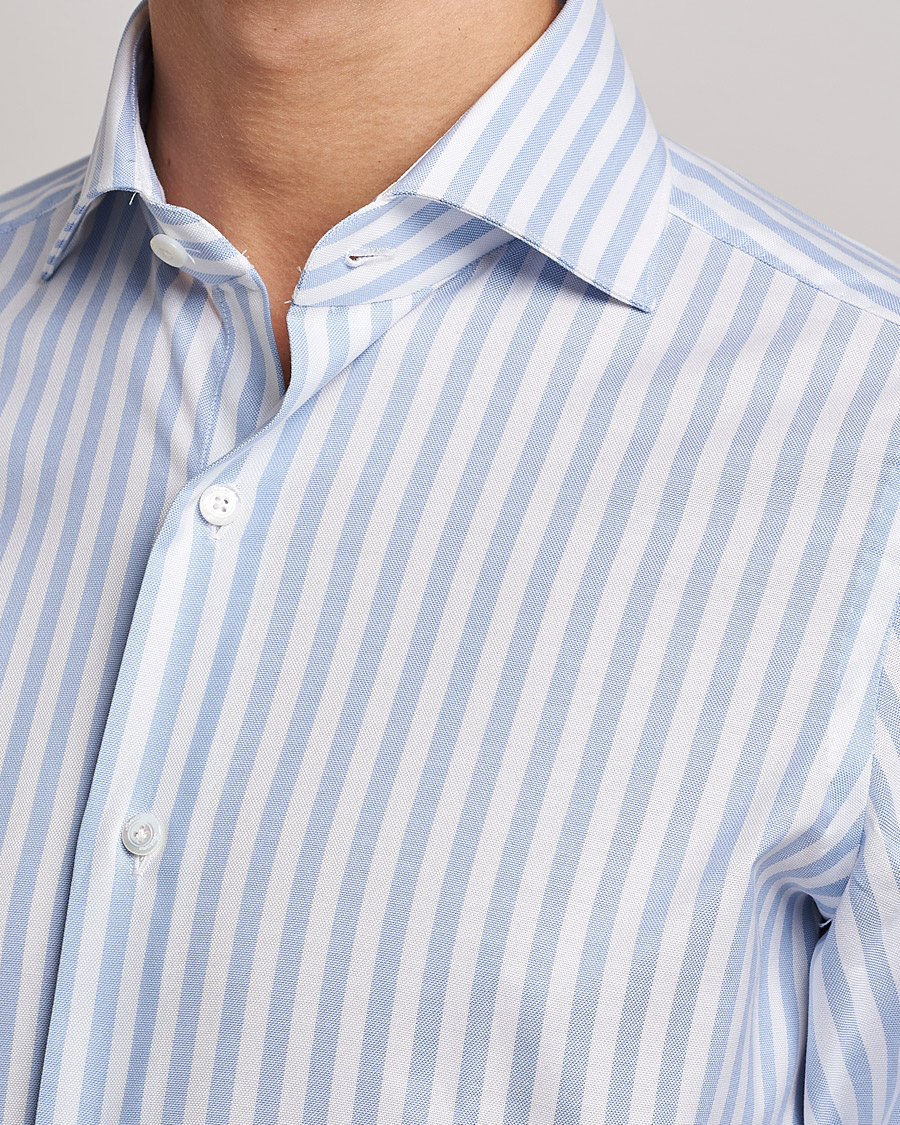 Hombres | Camisas | Finamore Napoli | Milano Slim Comfort Shirt Light Blue Stripe