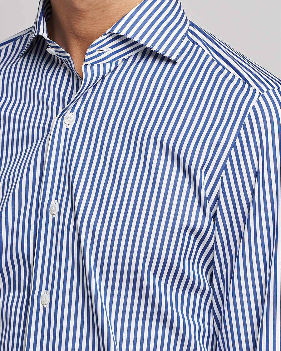 Hombres | Camisas | Finamore Napoli | Milano Slim Dress Shirt Blue Stripe