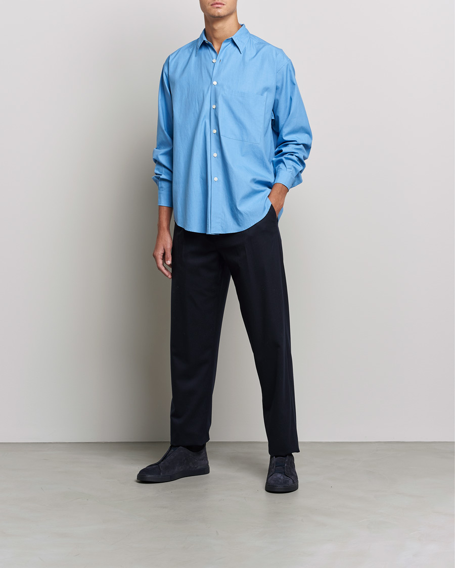 Hombres | Camisas | Auralee | Finx Twill Shirt Clear Blue