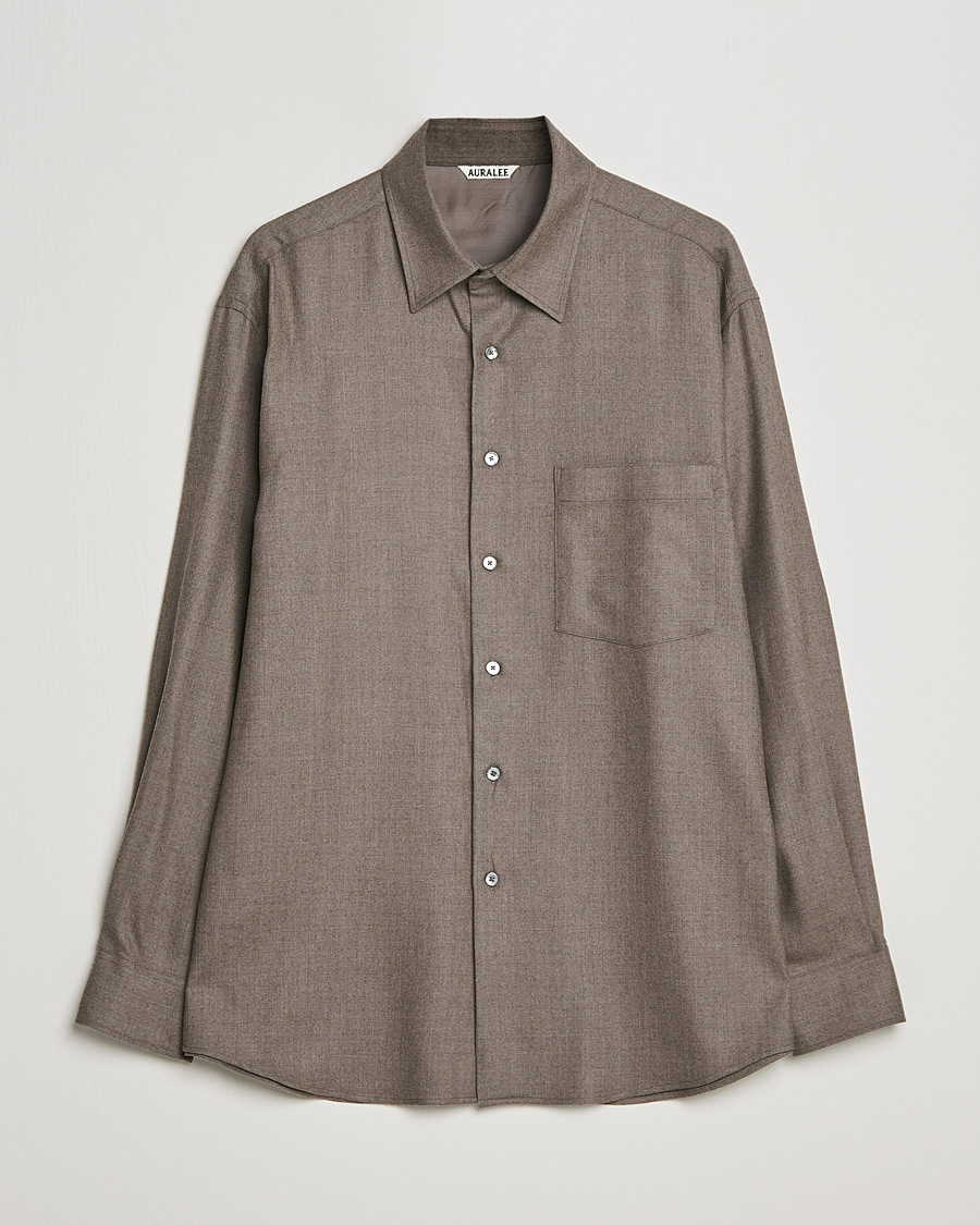 Hombres | Camisas | Auralee | Super Light Wool Shirt Dark Brown