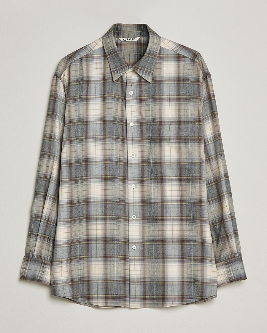 Hombres | Camisas | Auralee | Super Light Wool Shirt Brown Check