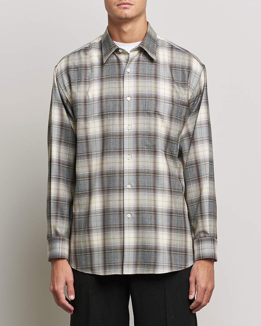 Hombres | Camisas | Auralee | Super Light Wool Shirt Brown Check