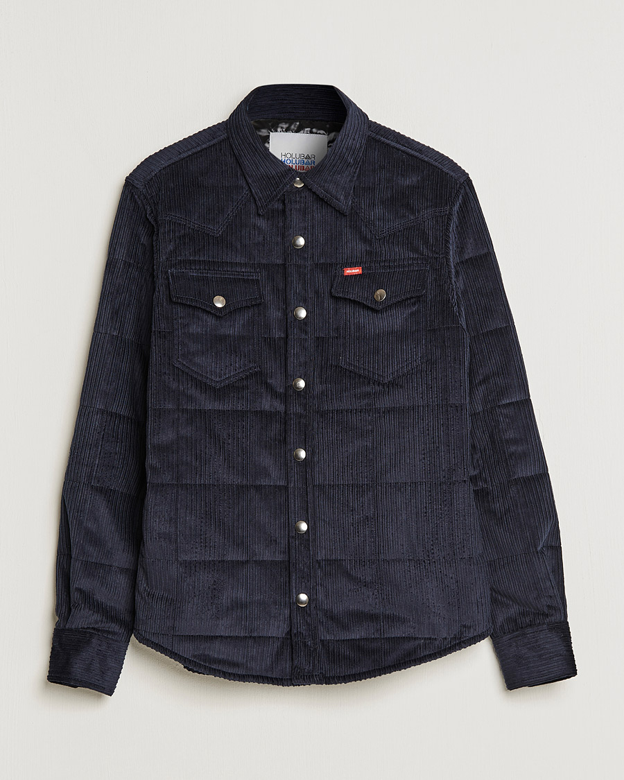 Hombres | Camisas | Holubar | Montana Padded Cord Overshirt Dark Blue