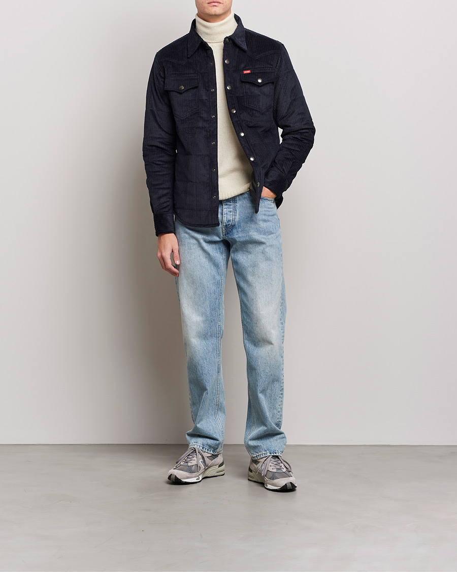 Hombres | Camisas | Holubar | Montana Padded Cord Overshirt Dark Blue