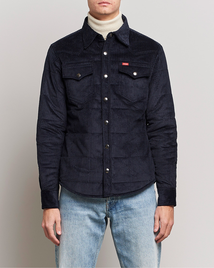 Hombres | Camisas | Holubar | Montana Padded Cord Overshirt Dark Blue