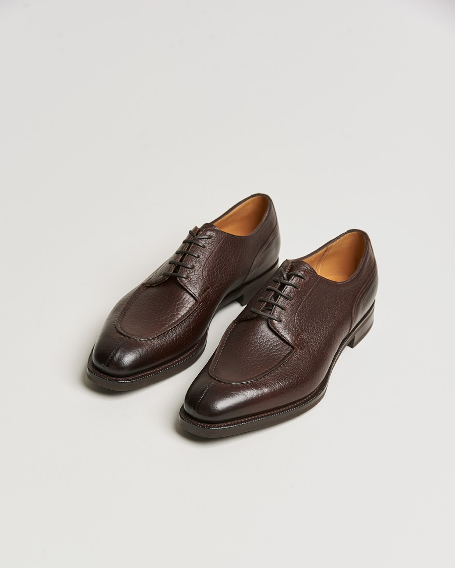 Hombres | Zapatos hechos a mano | Edward Green | Dover Split Toe Derby Dark Brown London Grain