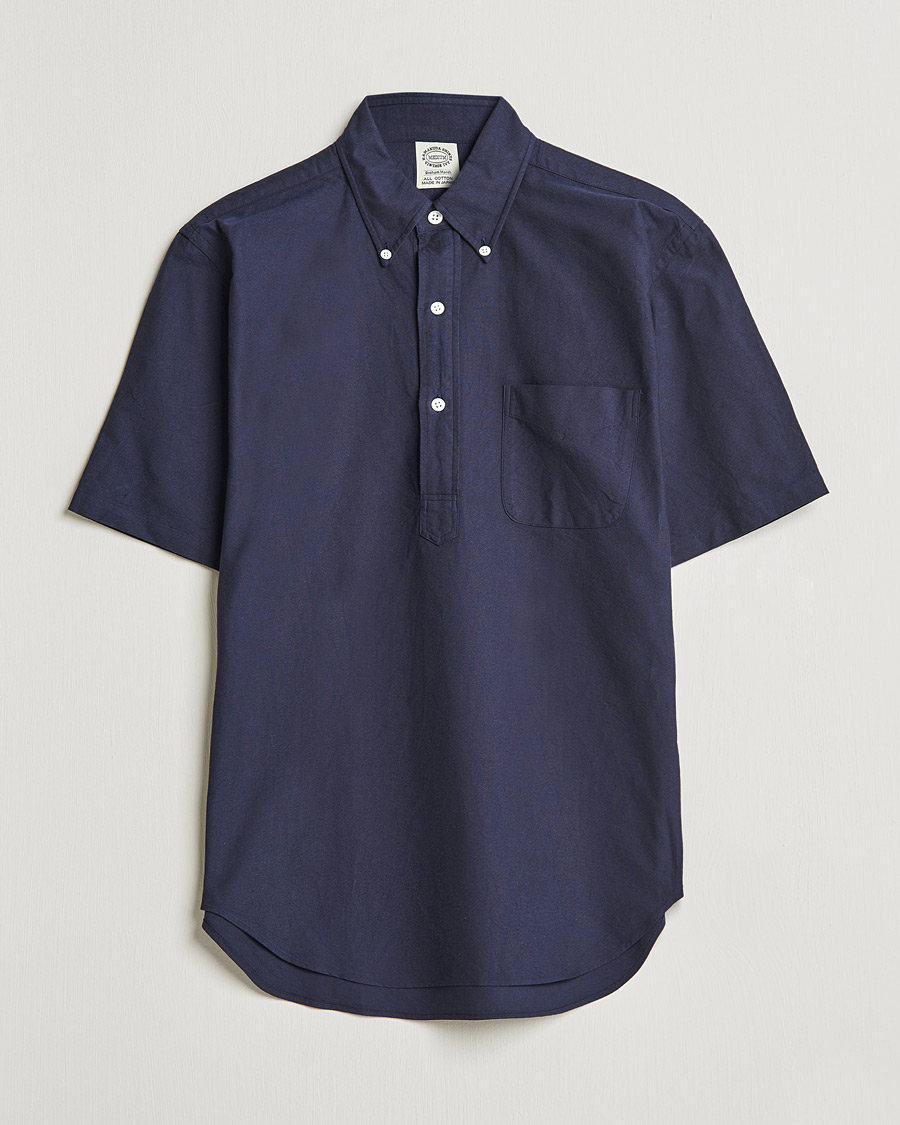 Hombres | Camisas | Kamakura Shirts | Vintage Ivy Short Sleeve Popover Shirt Navy