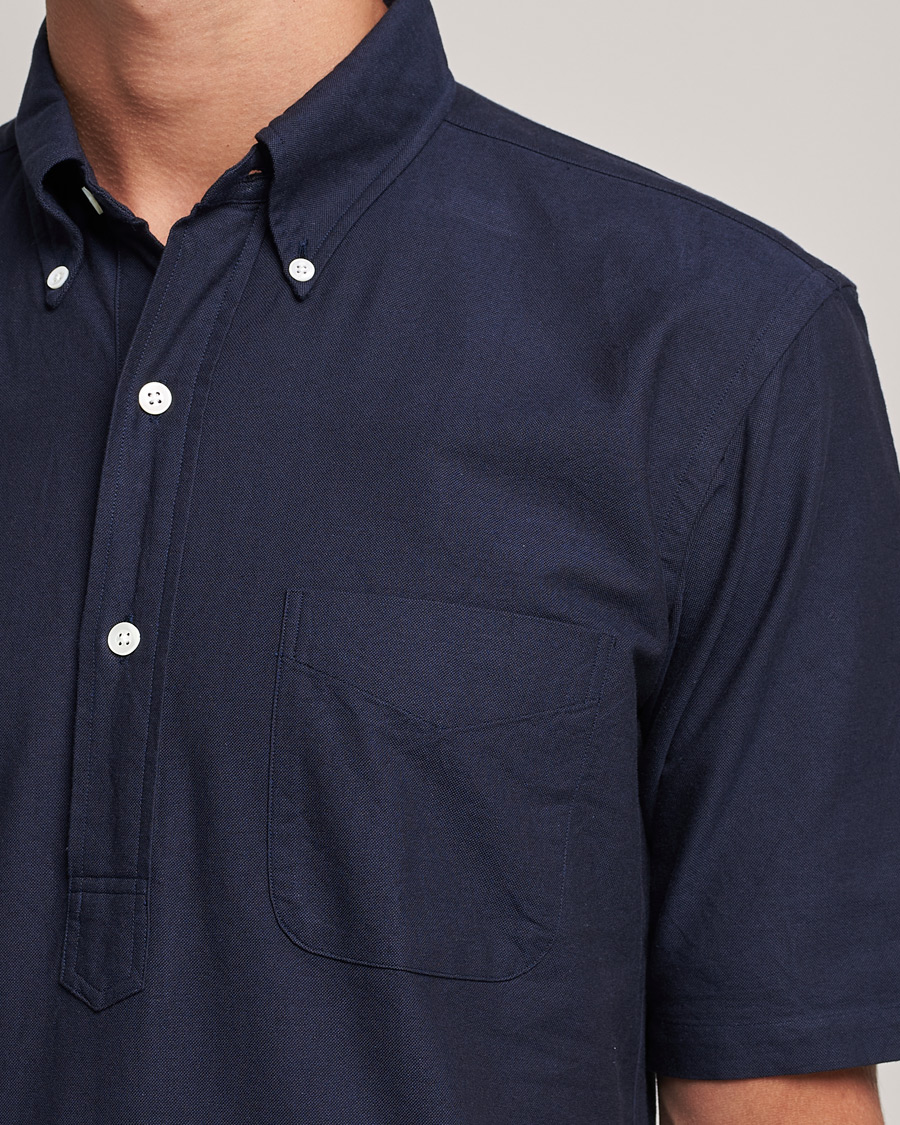 Hombres | Camisas | Kamakura Shirts | Vintage Ivy Short Sleeve Popover Shirt Navy
