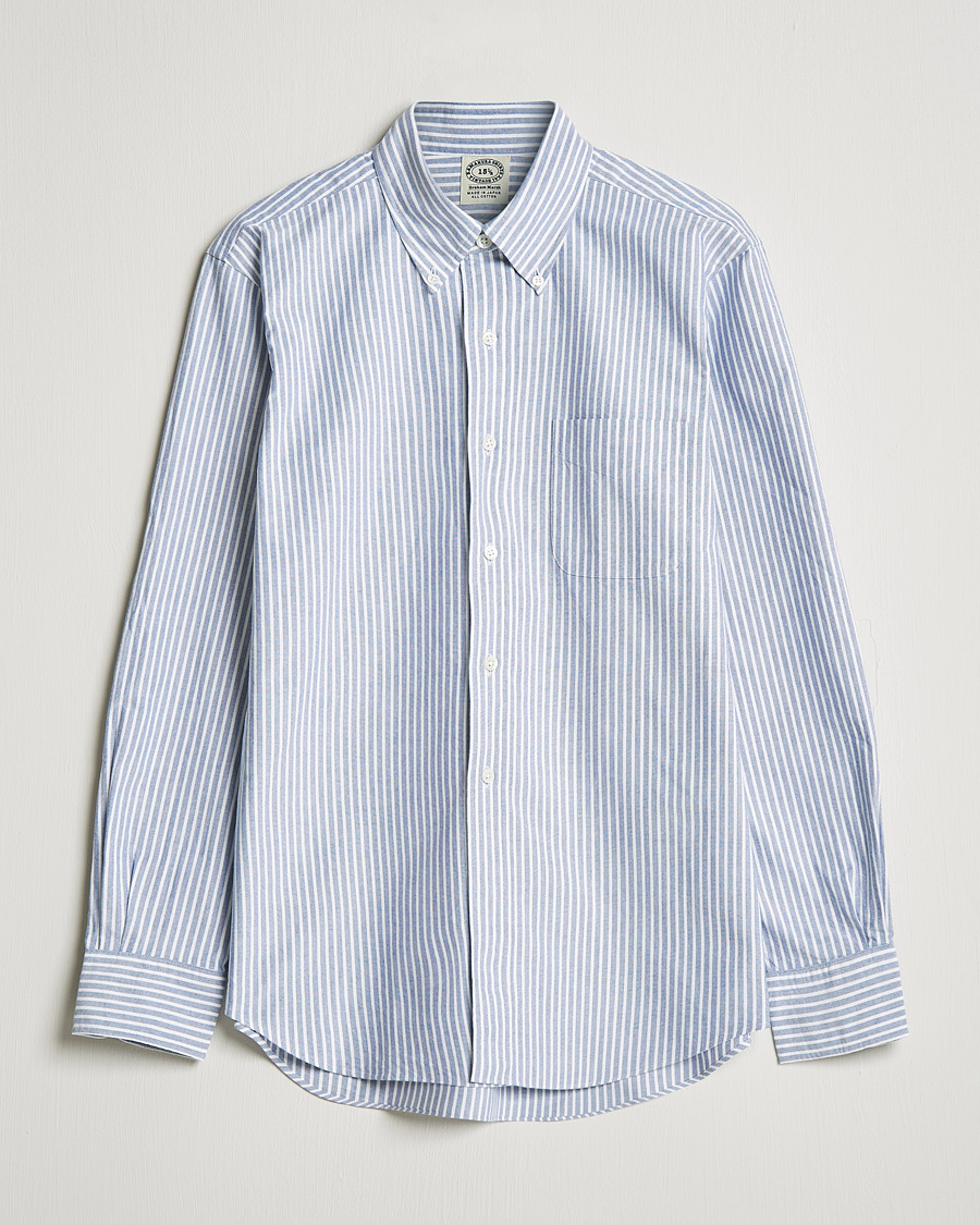 Hombres | Camisas | Kamakura Shirts | Vintage Ivy Striped Oxford BD Shirt Light Blue