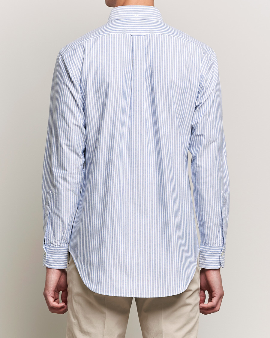 Hombres | Camisas | Kamakura Shirts | Vintage Ivy Striped Oxford BD Shirt Light Blue