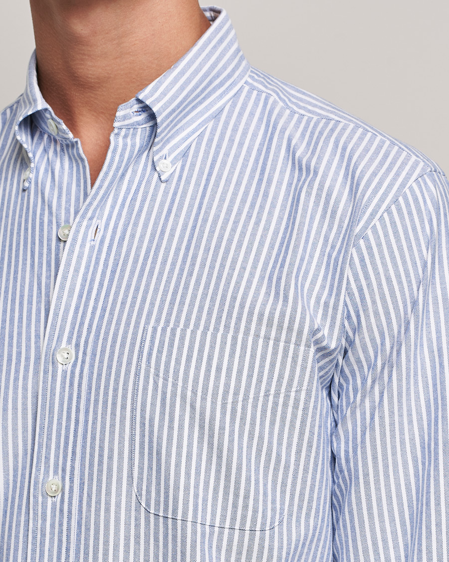 Hombres | Camisas | Kamakura Shirts | Vintage Ivy Striped Oxford BD Shirt Light Blue