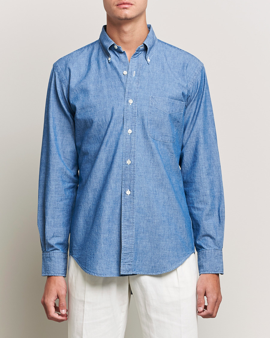 Hombres | Camisas | Kamakura Shirts | Vintage Ivy Chambray BD Shirt Light Blue