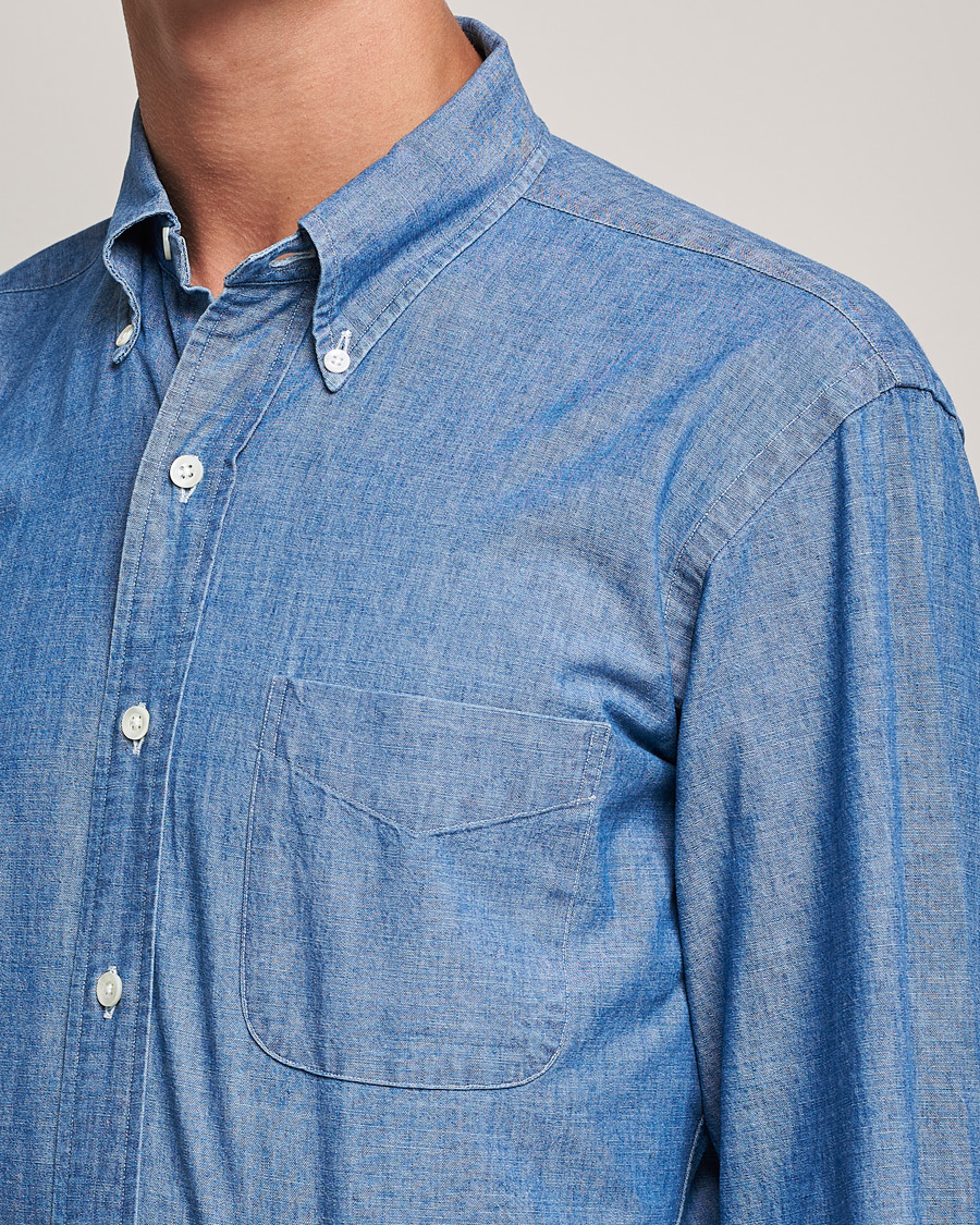 Hombres | Camisas | Kamakura Shirts | Vintage Ivy Chambray BD Shirt Light Blue