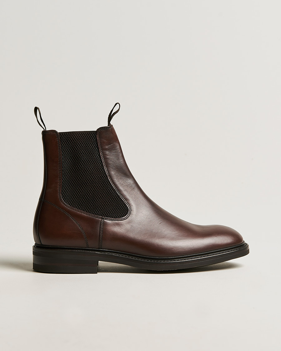 Hombres | Loake 1880 Dingley Waxed Leather Chelsea Boot Dark Brown | Loake 1880 | Dingley Waxed Leather Chelsea Boot Dark Brown
