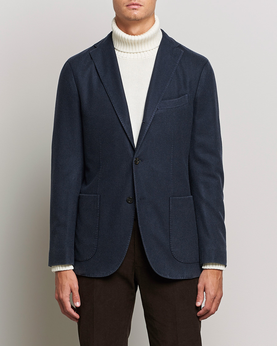 Hombres | Blazers | Boglioli | K Jacket Garment Dyed Cashmere Blazer Dark Blue