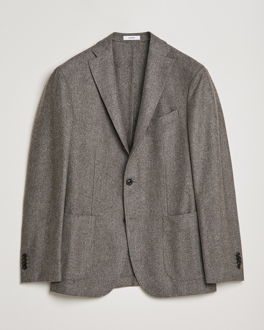 Hombres | Blazers | Boglioli | K Jacket Herringbone Wool Blazer Light Grey