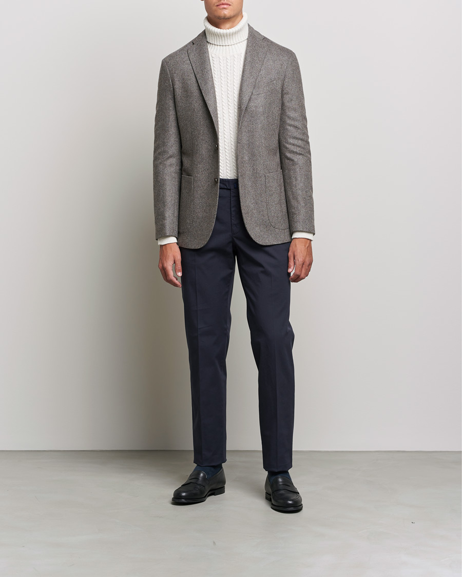 Hombres | Blazers | Boglioli | K Jacket Herringbone Wool Blazer Light Grey