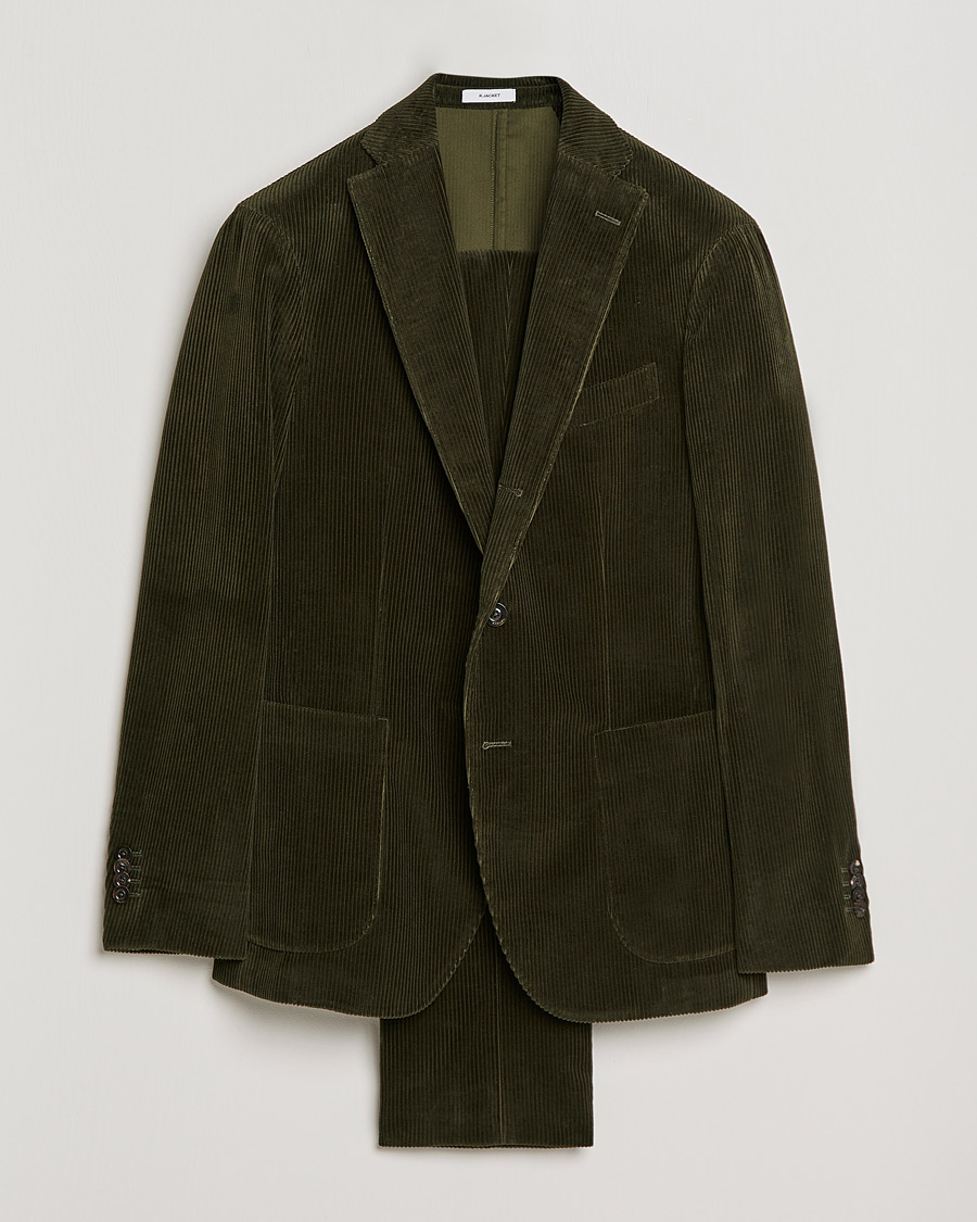 Hombres | Trajes | Boglioli | K Jacket Wale Corduroy Suit Forest Green