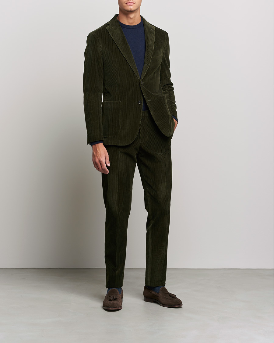 Hombres | Trajes | Boglioli | K Jacket Wale Corduroy Suit Forest Green