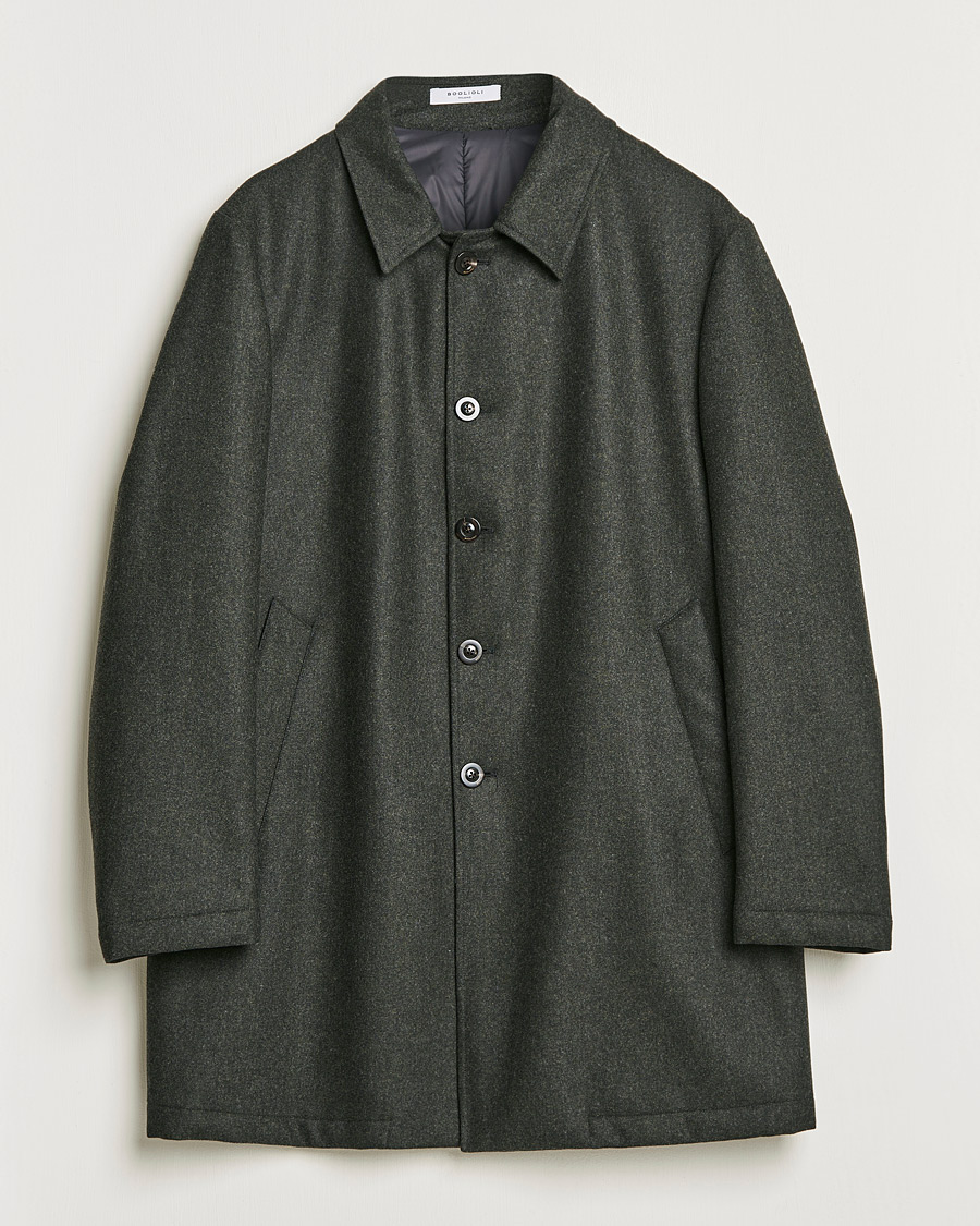 Hombres | Abrigos y chaquetas | Boglioli | Padded Wool Coat Forest Green