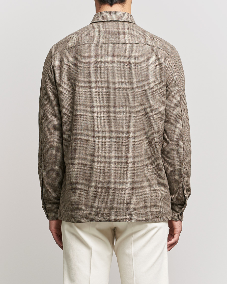 Hombres | Camisas | Boglioli | Check Flannel Overshirt Beige
