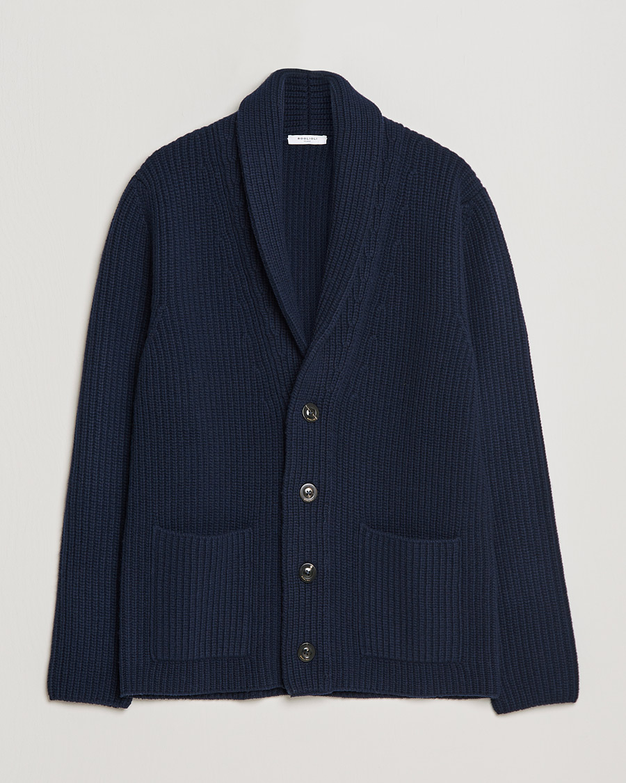 Hombres | Jerséis y prendas de punto | Boglioli | Shawl Collar Cardigan Navy