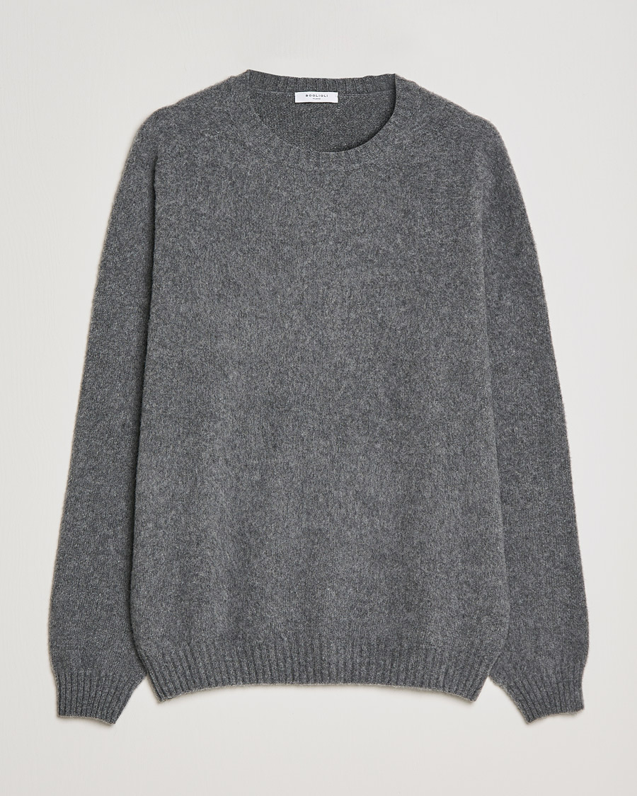 Hombres | Jerséis y prendas de punto | Boglioli | Brushed Cashmere Sweater Grey Melange