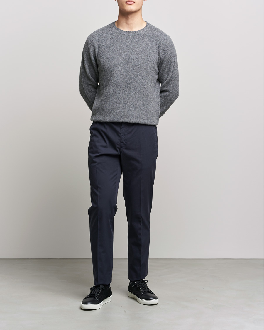 Hombres | Jerséis y prendas de punto | Boglioli | Brushed Cashmere Sweater Grey Melange