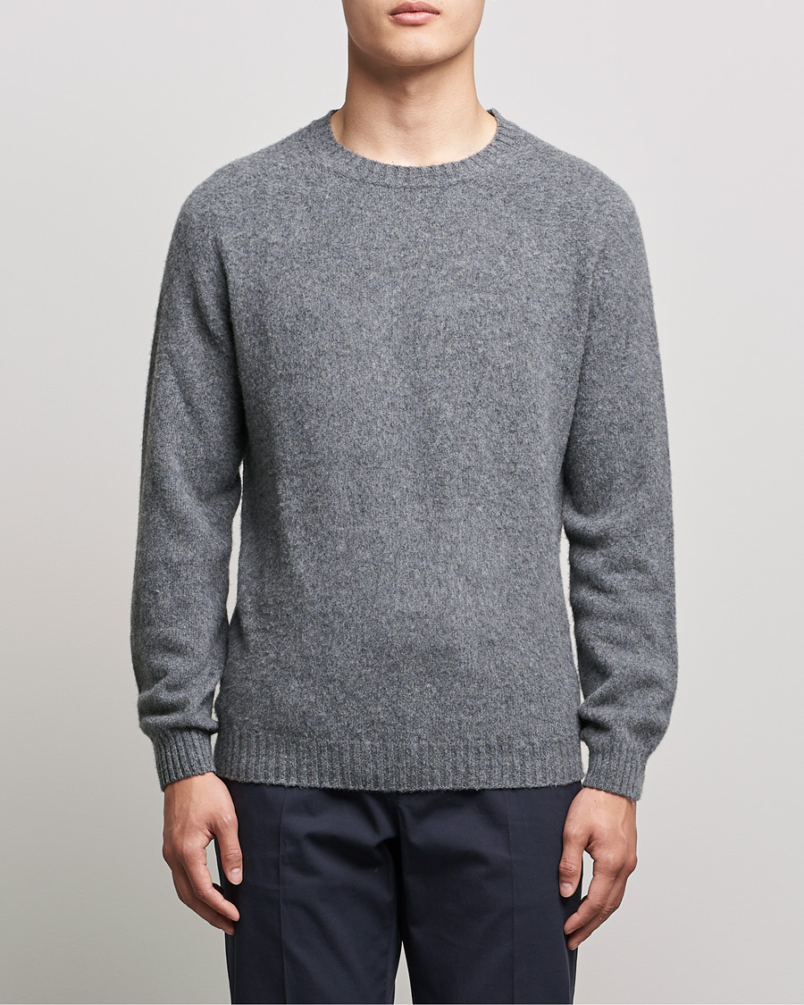 Hombres | Jerséis y prendas de punto | Boglioli | Brushed Cashmere Sweater Grey Melange