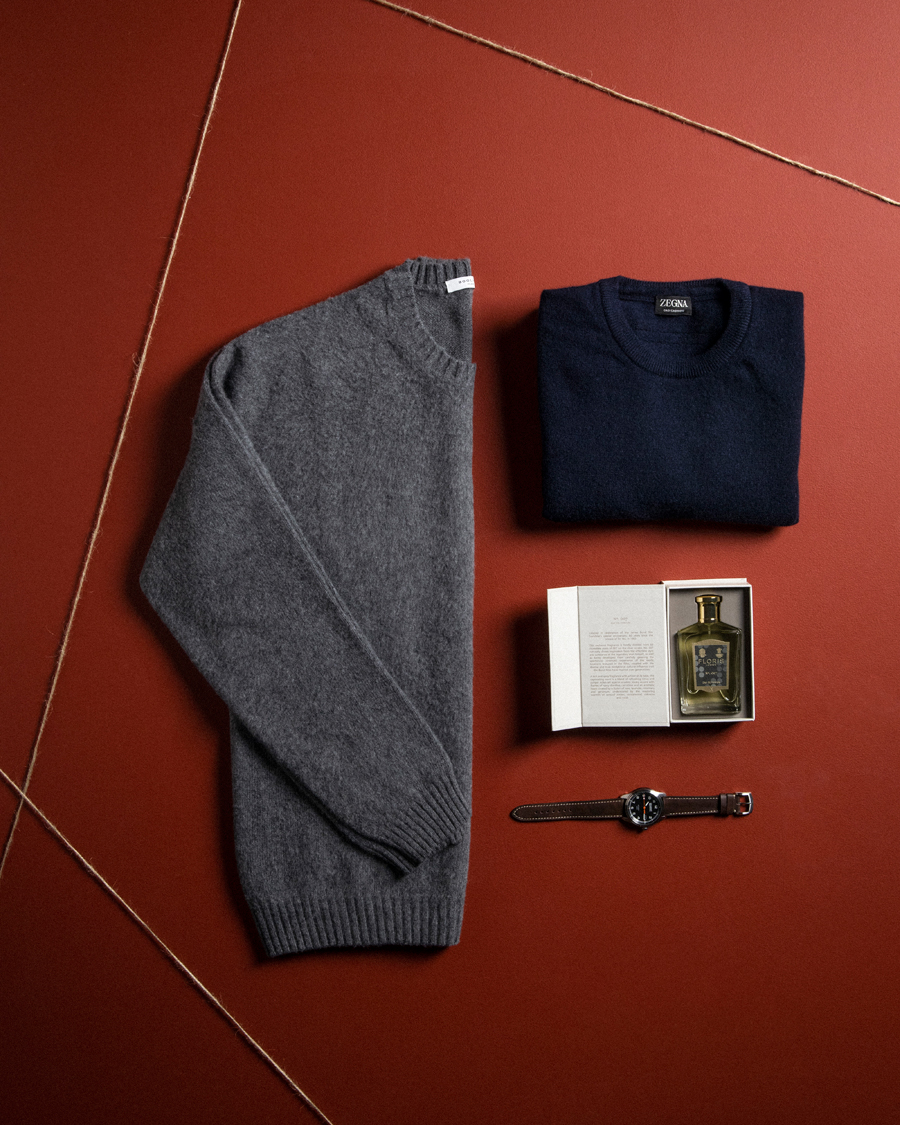 Hombres | Jerséis y prendas de punto | Boglioli | Brushed Cashmere Sweater Grey Melange