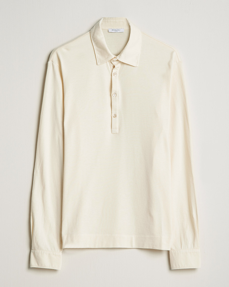 Hombres | Jerséis y prendas de punto | Boglioli | Long Sleeve Polo Shirt Off White