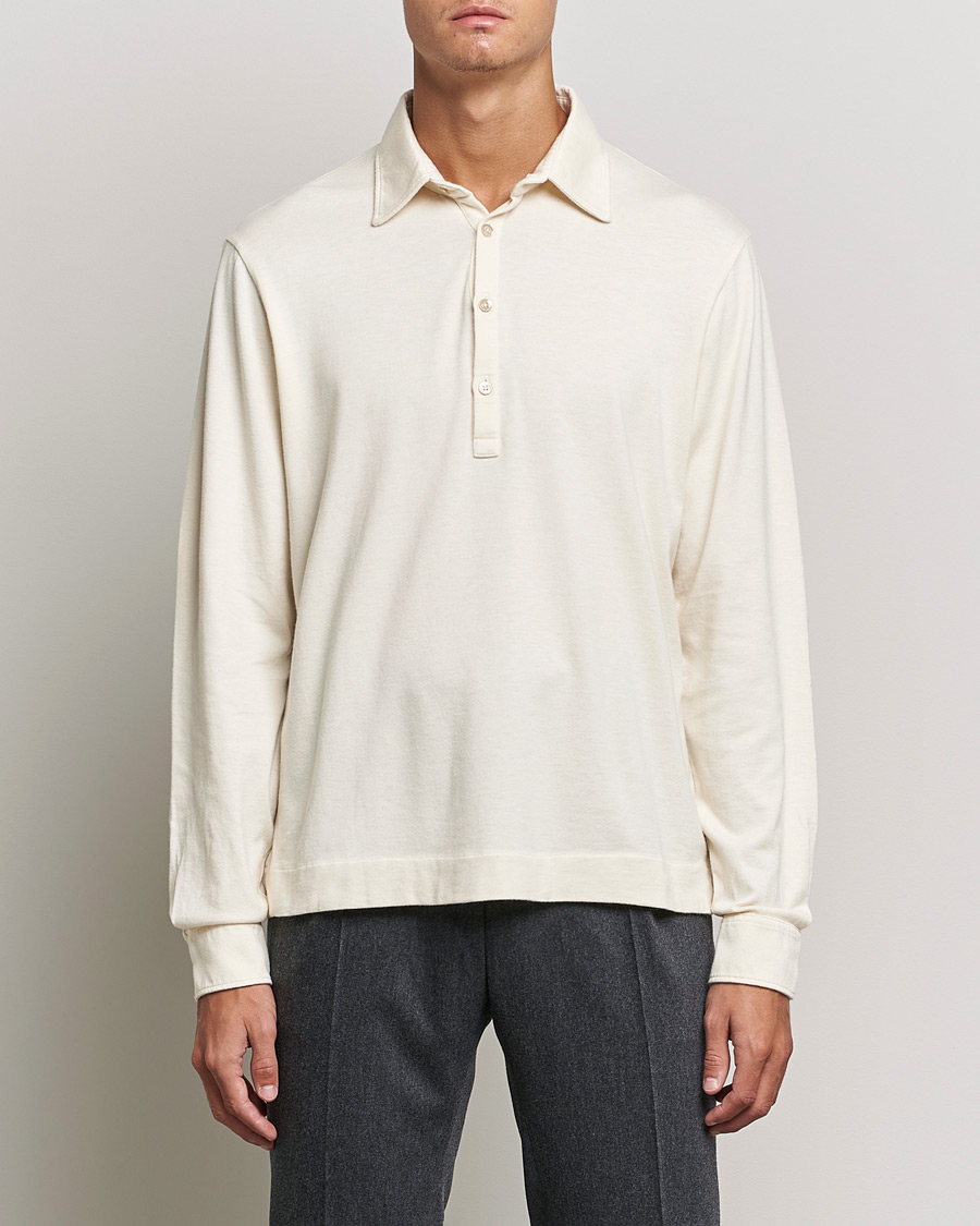 Hombres | Jerséis y prendas de punto | Boglioli | Long Sleeve Polo Shirt Off White