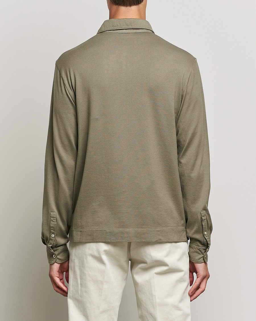 Hombres | Jerséis y prendas de punto | Boglioli | Long Sleeve Polo Shirt Sage Green