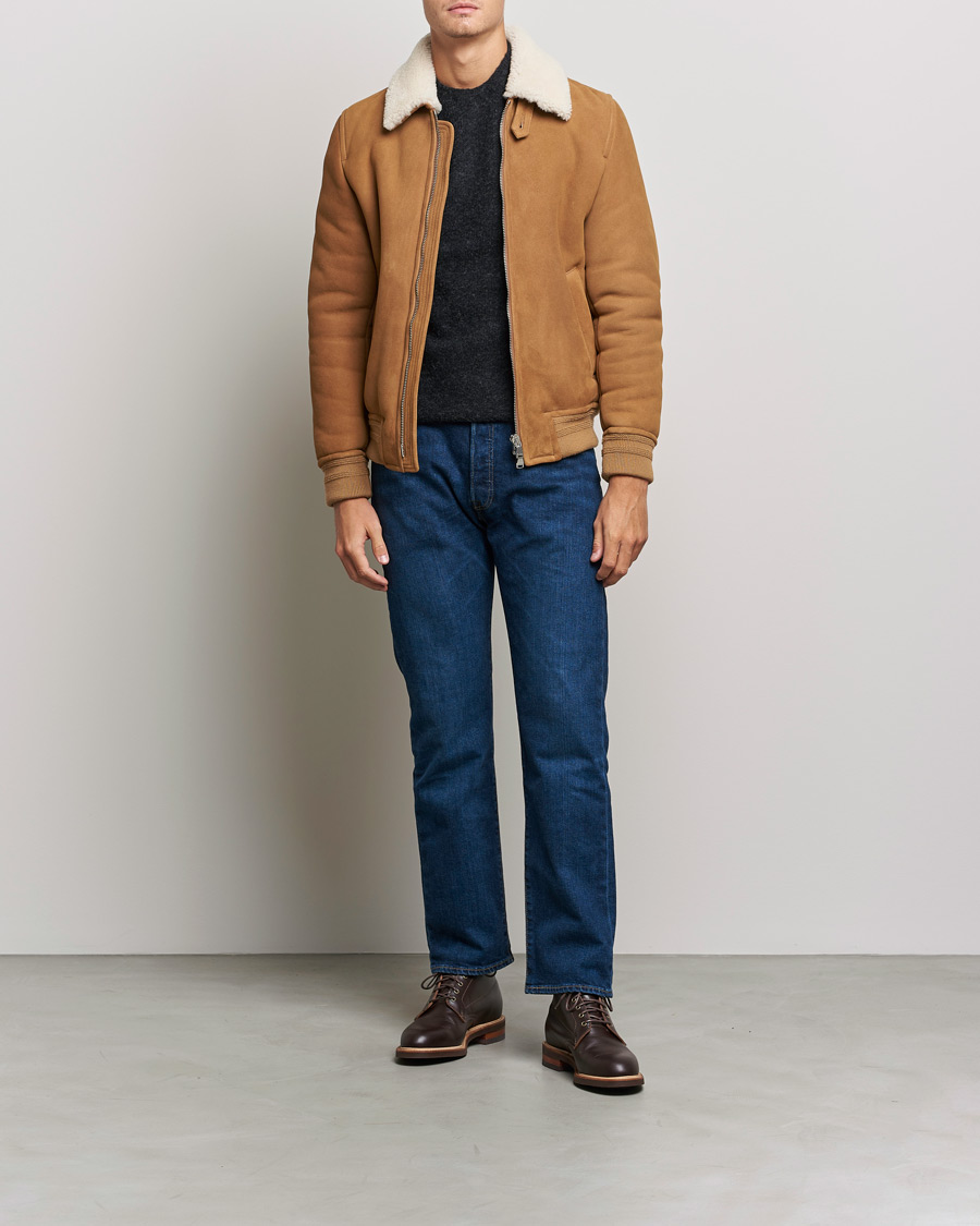 Hombres | Abrigos y chaquetas | Valstar | Shearling Flight Jacket Brown/Natural