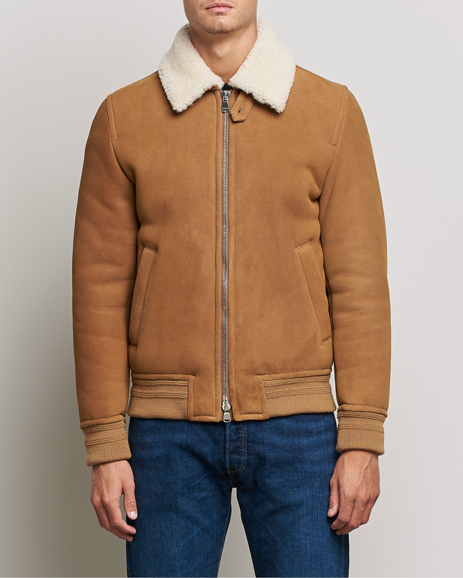 Hombres | Abrigos y chaquetas | Valstar | Shearling Flight Jacket Brown/Natural