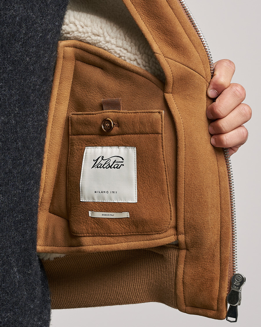 Hombres | Abrigos y chaquetas | Valstar | Shearling Flight Jacket Brown/Natural