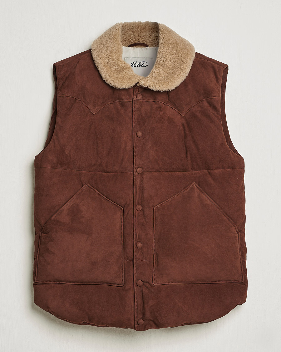 Hombres | Abrigos y chaquetas | Valstar | Suede Shearling Vest Dark Brown