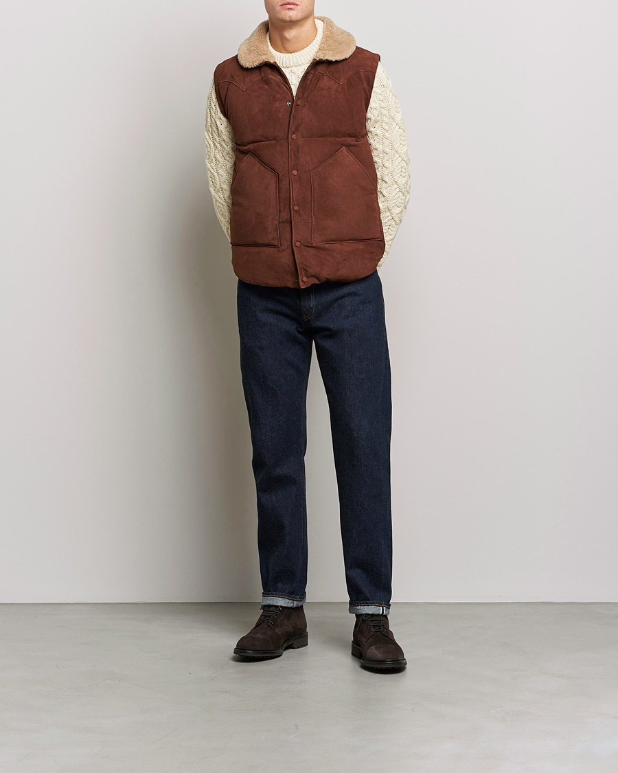 Hombres | Abrigos y chaquetas | Valstar | Suede Shearling Vest Dark Brown